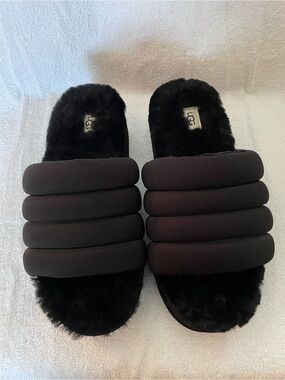 UGG Black Quilted Puffy Slide Sandals